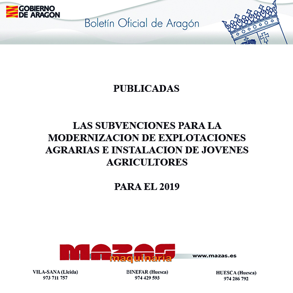 SUBVENCIÓN PARA LA INSTALACION DE JOVENES AGRICULTORES, LA MODERNIZACIÓN DE EXPLOTACIONES AGRARIAS